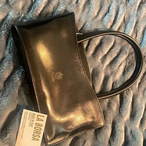 Black or Orange Leather Handbag